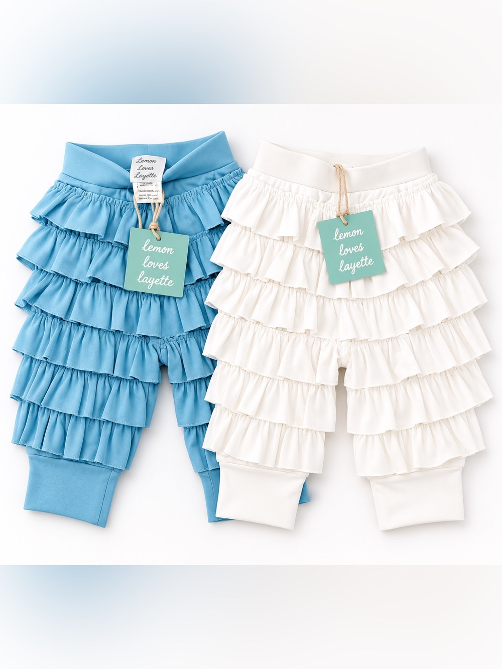 Ruffle Leggings - Blue & White